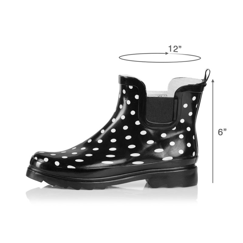 NORTY - Womens Ankle Rain Boots - Ladies Waterproof Winter Spring Garden Boot runs Â½ size large Polka Dot Black White Size 8 - Image 3